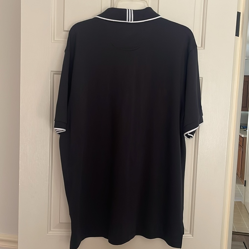 Adidas Black Polo Shirt with White Accents The Perfect Pint Public House NYC - Picture 5 of 11